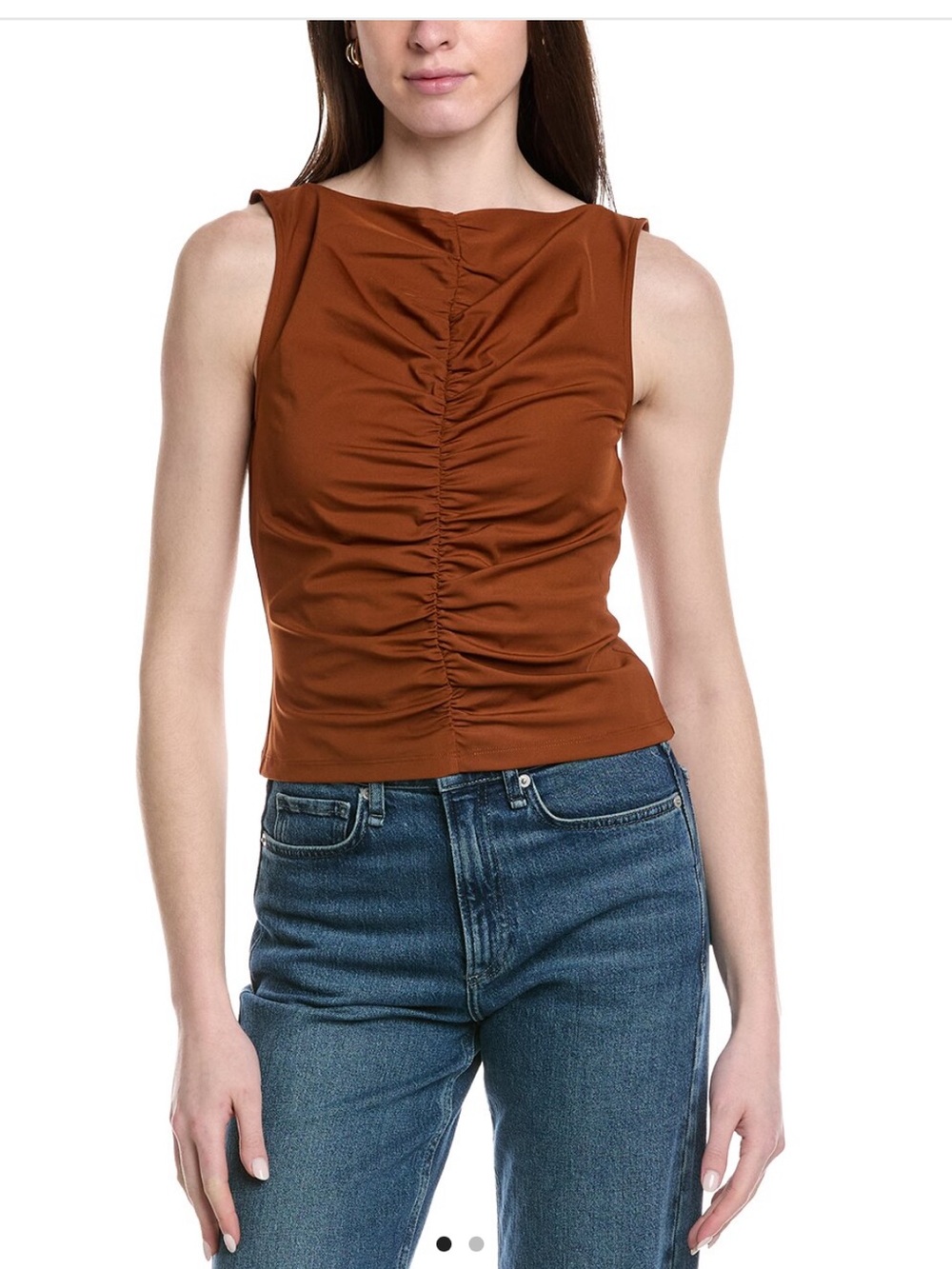 Frame Denim Rust Sleeveless Ruched Front Tank
